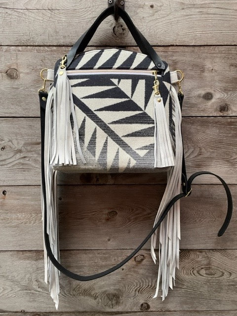 I'm Shook Fringe Crossbody Bag in White – Denim & Street